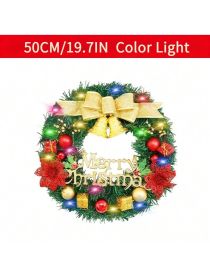1 Piece Of 20-inch Bell-style Christmas Wreath, With Warm Light And Colored Light Options Available