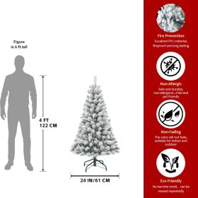 Unlit Artificial Christmas Tree Snow Flocked Fake Christmas Tree With Foldable Base