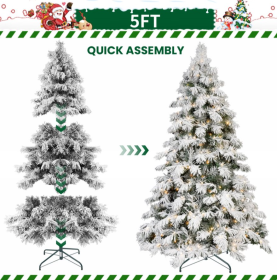 5.6.7.8ft PVC Flocked Tree  Memory Wire Power Pole