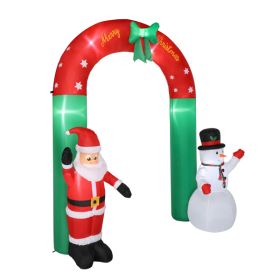 8ft Snowman With Santa Claus, 7 Lights, Inflatable Design, Holiday Arch Decoration