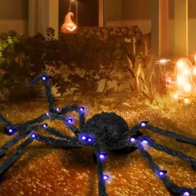 HOMCOM 3.25 Outdoor Halloween Decoration, Light-up Oversized Spider Halloween Prop With Light Up Bendable Legs