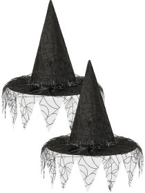 2 Pieces Halloween Witch Hat Costume Witches Hats For Women Black Foldable Pointed Cap For Halloween Party Costume-Ban On Selling On Amazon