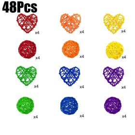 48Pcs Colorful Wicker Rattan Balls