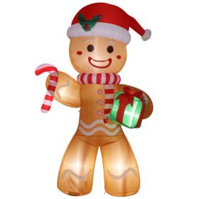 8ft Gingerbread Man Take Gift 5 LED Lights Patio Gingerbread Man Decoration 15W