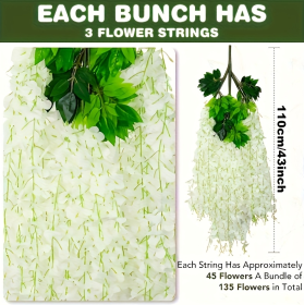 36pcs White Artificial Wisteria Flowers