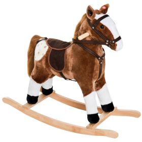 Plush Rocking Horse For Kids, Brown, Realistic Sounds, Ride-On Toy For Children 3