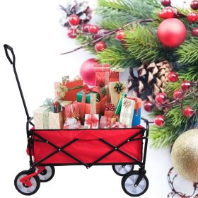 Folding Wagon Garden Shopping Beach Cart  Red