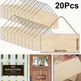 Unfinished Poplar Wood Sign With Rope - DIY Handmade Wooden Sign, Suitable For Artistic Decoration Of Walls And Doors.