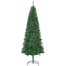 HOMCOM 7ft Artificial Slim Christmas Tree with Realistic Branches & 865 Tips, for Home Party Holiday Decoration, Green
