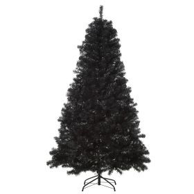 HOMCOM 7ft Black Pencil Artificial Christmas Tree Halloween Style Automatic Open Holiday Home Decoration