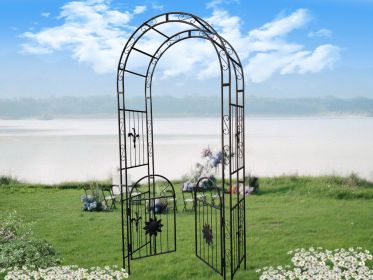 Metal Garden Arch With Doors, Arbor Trellis For Climbing Plants, Outdoor Wedding