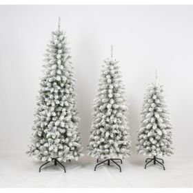 3 Pcs Flocked Artificial Christmas Tree Set With Lights, 4ft 5ft 6ft Christmas Snow Tree Set, Christmas Decor