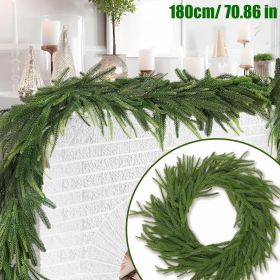 71 Inch Artificial Norfolk Pine Garlands Real Touch Christmas Pine Garland DIY Wreath Supplies Faux Cedar Realistic Greenery For Xmas New Year Pa (Color: Green)