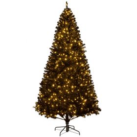 7.5 FT Tall PreLit Artificial Christmas Tree with Realistic Branches, 500 Warm White LED Lights and 1346 Tips, Black (Option: Black-1220x360x380 mm)
