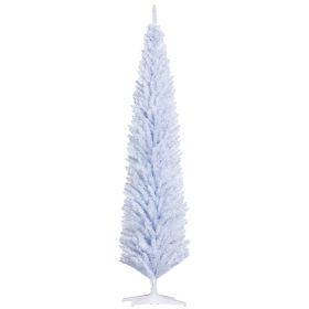 8ft Unlit Pencil Artificial Christmas Tree with Realistic Branches and 618 Tips, Plastic Base, White (Option: White-900x200x220 mm)