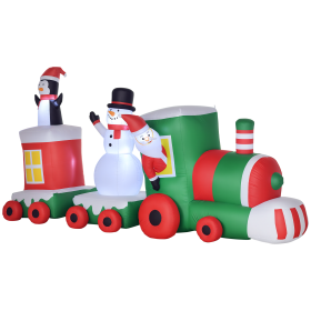 11ft Christmas Inflatables Outdoor Decorations Holiday Train with Santa, Snowman and Penguin, Blow-Up Yard Christmas Decor with LED Lights Displ (Option: Multi Color-260x260x260 mm)
