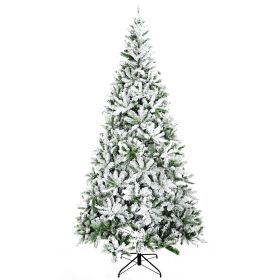 9' Tall Unlit Snow Flocked Pine Artificial Christmas Tree with Realistic Branches, Green (Option: Green-1300x390x430 mm)
