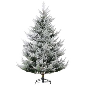7.5 FT Artificial Christmas Tree, Flocked Hinged Xmas Tree with 1218 Tips, Steel Base, Auto Open, Green (Option: Green-1200x360x360 mm)