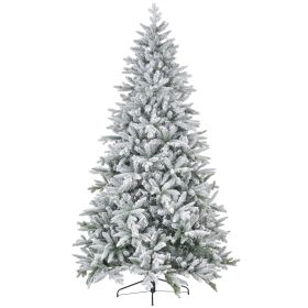 8ft Artificial Flocked Christmas Tree with Snow Tips, Easy Assembly, Hinged Xmas Tree for Home Office Holiday (Option: Green-1220x380x394 mm)