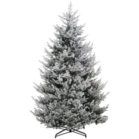 9 FT Artificial Christmas Tree, Flocked Hinged Xmas Tree with 1939 Tips, Steel Base, Auto Open, Green (Option: Green-1280x430x450 mm)