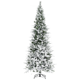 9' Unlit Snow Flocked Pine Artificial Christmas Tree with Realistic Branches and 1159 Tips, Green (Option: Green-1300x400x420 mm)