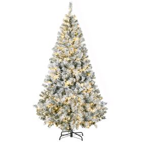 6' Prelit Artificial Flocked Christmas Trees, with Snow Frosted Branches, Warm White LED Lights, Auto Open (Option: Green-875x310x320 mm)