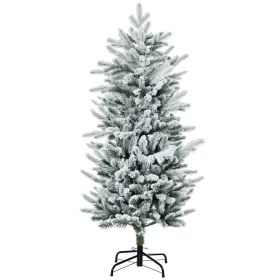 4.5' Artificial Flocked Christmas Trees, with Snow Frosted Branches, Auto Open, Steel Base (Option: Green-820x280x300 mm)