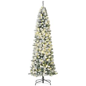 7.5ft Pre-Lit Snow-Flocked Slim Douglas Fir Artificial Christmas Tree with Realistic Branches, 350 LED Lights and 641 Tips (Option: Green-1060x290x300 mm)