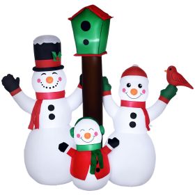 7ft Christmas Inflatables Outdoor Decorations Snowman Family with Bird and Birdhouse, Blow-Up LED Yard Christmas Decor for Lawn Garden Party (Option: White-240x240x240 mm)