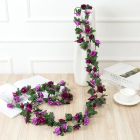 1pc 98.43inch/8.2ft Rose Artificial Flowers; Artificial Flower Christmas Garland; Fake Rose Vine For Wedding Home Room Decoration Spring Autumn G (Color: Purple, Quantity: 1pc)