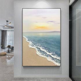 Hand painted oil painting sunrise seascape sailboat home decoration wall art canvas hanging painting (size: 150x220cm)