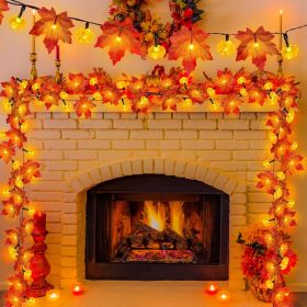 Timer & 3 Pack - 30Ft Fall Garland Fall Decorations for Home 60 LED Leafed Lights Patented Realistic Maples Leafed Battery Operated Autumn Fall D (Style: Maple garland)