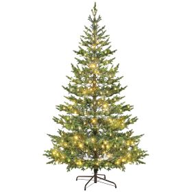 9ft Artificial Prelit Sparse Cedar Christmas Tree with LED Lights and 4306 Tips, Steel Base for Home Office Holiday (Option: Green-1280x340x400 mm)
