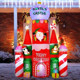 118" Giant Christmas Inflatables Candy Castle with Flashing Light (Option: Multi Color-300x180x380 mm)